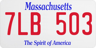 MA license plate 7LB503
