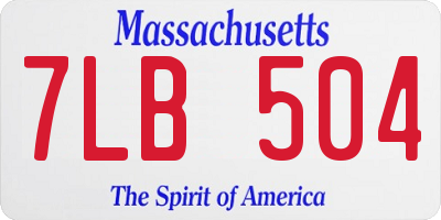 MA license plate 7LB504
