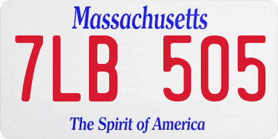 MA license plate 7LB505