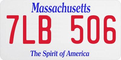 MA license plate 7LB506