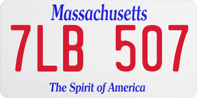 MA license plate 7LB507