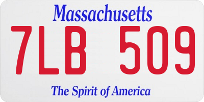 MA license plate 7LB509