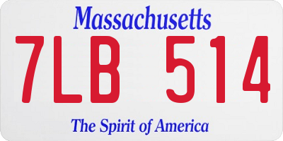MA license plate 7LB514