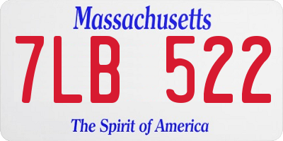 MA license plate 7LB522