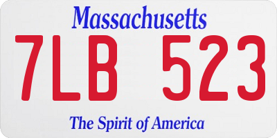 MA license plate 7LB523