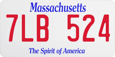 MA license plate 7LB524
