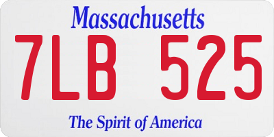 MA license plate 7LB525