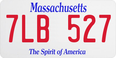 MA license plate 7LB527