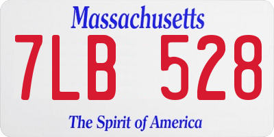 MA license plate 7LB528