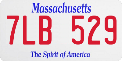 MA license plate 7LB529