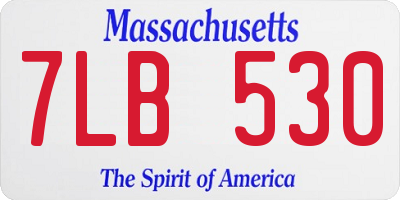 MA license plate 7LB530