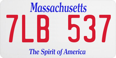 MA license plate 7LB537