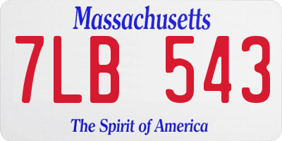 MA license plate 7LB543
