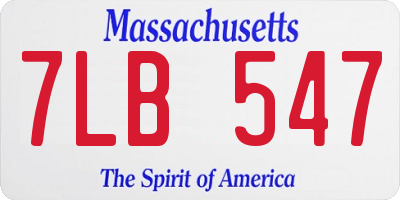 MA license plate 7LB547