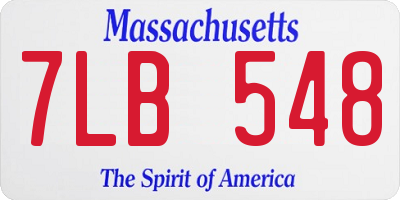MA license plate 7LB548
