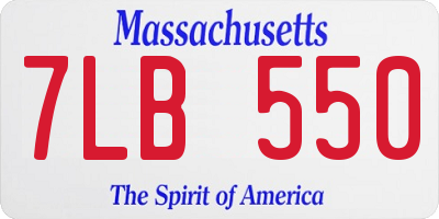 MA license plate 7LB550