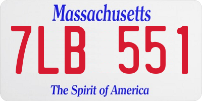 MA license plate 7LB551