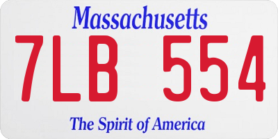 MA license plate 7LB554