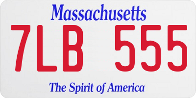 MA license plate 7LB555