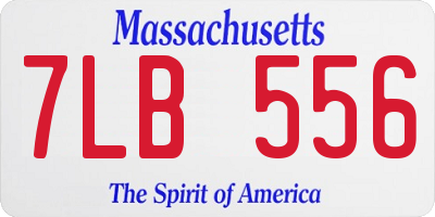 MA license plate 7LB556