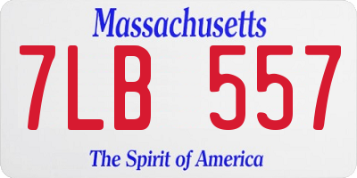 MA license plate 7LB557