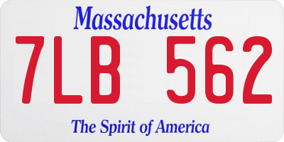 MA license plate 7LB562