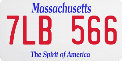 MA license plate 7LB566