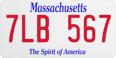 MA license plate 7LB567