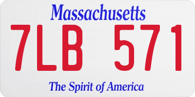 MA license plate 7LB571