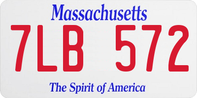 MA license plate 7LB572