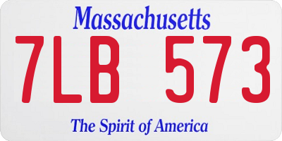 MA license plate 7LB573