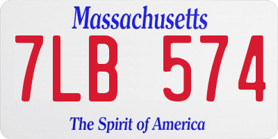 MA license plate 7LB574