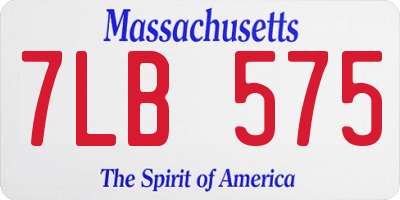 MA license plate 7LB575