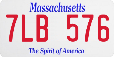 MA license plate 7LB576