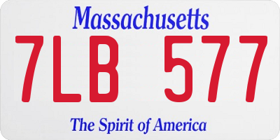 MA license plate 7LB577