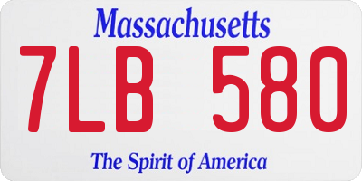MA license plate 7LB580