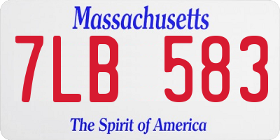 MA license plate 7LB583