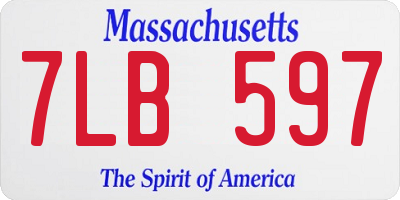 MA license plate 7LB597