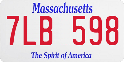 MA license plate 7LB598
