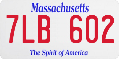 MA license plate 7LB602