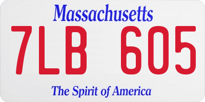 MA license plate 7LB605