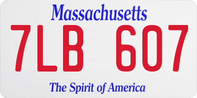 MA license plate 7LB607