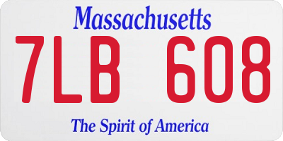 MA license plate 7LB608
