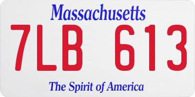 MA license plate 7LB613