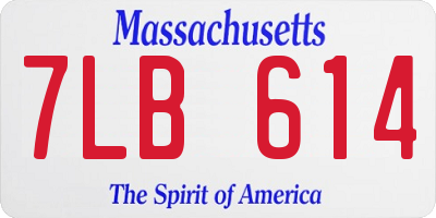 MA license plate 7LB614