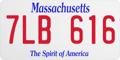 MA license plate 7LB616