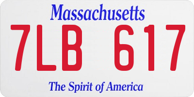 MA license plate 7LB617