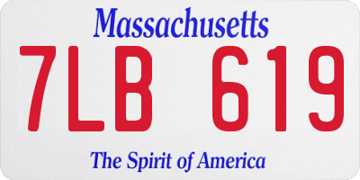 MA license plate 7LB619