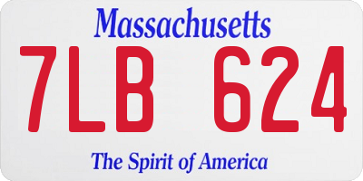 MA license plate 7LB624