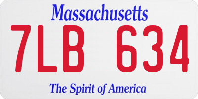 MA license plate 7LB634